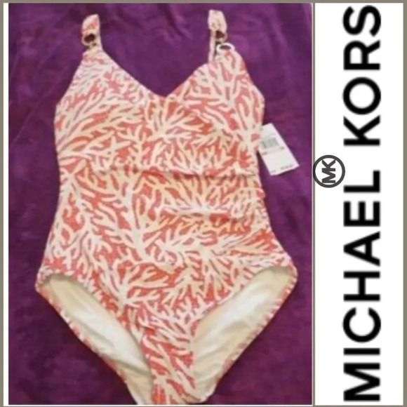 Michael Kors SZ 6 Coral One Piece Swimsuit - Picture 2 of 10